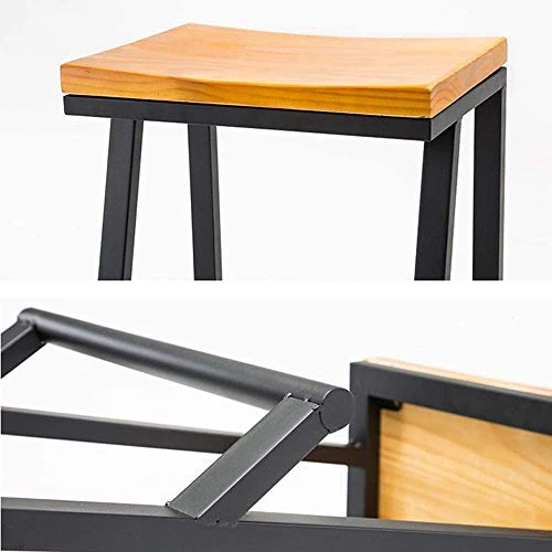 Sgabello Sedia Poggiapiedi di Legno Solido Bar Stool Retro Restaurant Metallo di Alta Sgabello Tempo Libero Ferro Battuto...