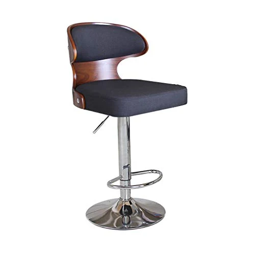 QHW Sgabello da Bar Girevole 360 °, Sgabello da Bar con Schienale Legno massello, Superficie del Sedile Cotone, Adatto per...