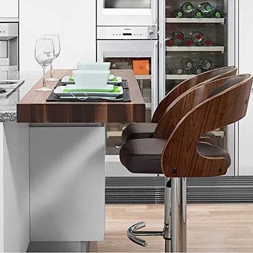 QinWenYan Sgabelli da Bar Moderna Sedia da Bar Acciaio Inossidabile Semplice con Cuscino Pelle Stile Nordico 360 ° Bar Sed...