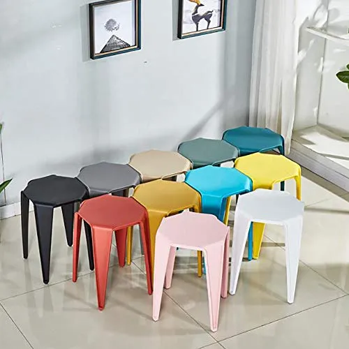 QTQHOME Interna All'Aperto Impilabile Sgabelli Altezza Contatore,Multiuso Aula Plastica Sgabello per Posti Sedere Flessibi...