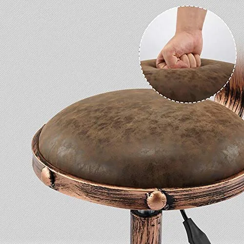 Sgabello Rotazione Rotonda Con Riposo Posteriore,Vintage Pu Sgabello Pelle,Altezza Regolabile Girevole Sedia Da Disegno Se...