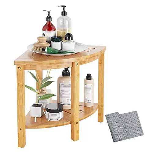 QWET Sgabello da Bagno bambù, Salva Spazio per Organizzare Sgabello per Bambini Legno, Adatto per Bagno, Passaggio D'Ingre...
