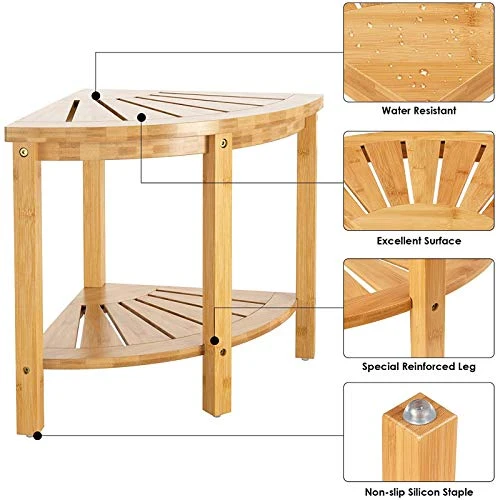 QWET Sgabello da Bagno bambù, Salva Spazio per Organizzare Sgabello per Bambini Legno, Adatto per Bagno, Passaggio D'Ingre...