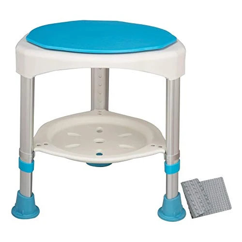 QWET Sgabello da Bagno, Sgabello da Doccia Rotondo Girevole 360 Gradi per Anziani E Bambini Altezza Regolabile, Adatto per...