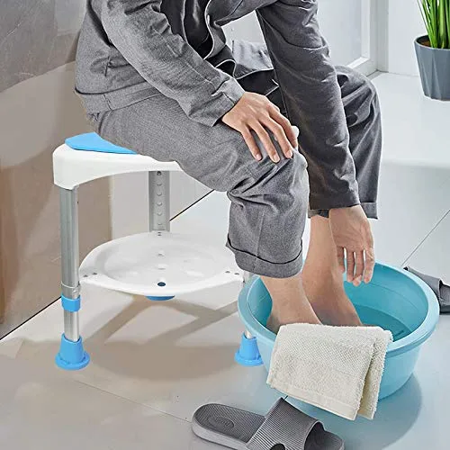 QWET Sgabello da Bagno, Sgabello da Doccia Rotondo Girevole 360 Gradi per Anziani E Bambini Altezza Regolabile, Adatto per...