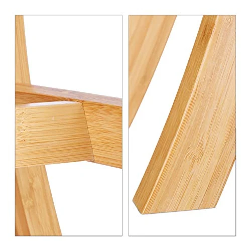 Relaxdays 10022339 Sgabello Bambù, Design Curvo, Elegante, per Guardaroba, HxLxP: 48 x 56 x 28,5 cm