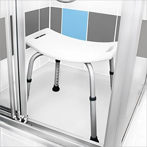 Sgabello sedile per doccia bagno colore: bianco - silver 50 x 30 cm per più sicurezza e comodità bagno ideale per anziani...