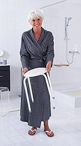 RIDDER Classic - Sgabello da Bagno, Alluminio, Colore: Bianco 37 x 44 cm