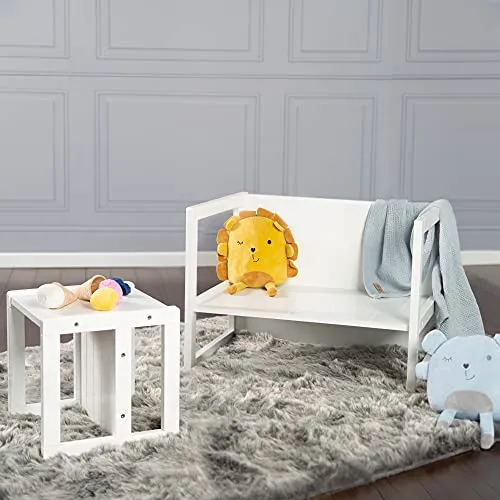 Roba Sgabello per Bambini Stile Country, Utilizzabile, Girandolo, su Varie Posizioni e Quindi 3 Diverse Altezze di Seduta,...