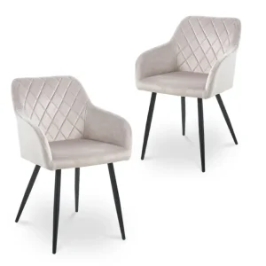 Set di 2 sedie con braccioli velluto beige KANA SALEMUT