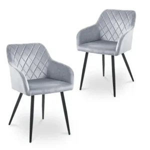 Set di 2 sedie con braccioli velluto grigio KANA SALEMUT