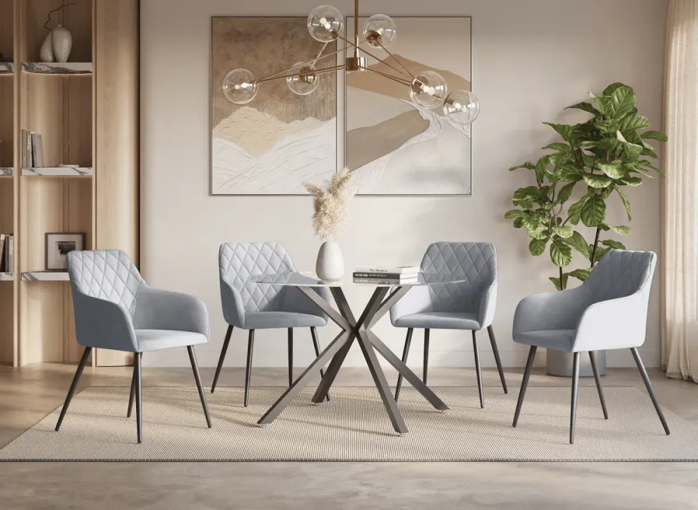 Set di 2 sedie con braccioli velluto grigio KANA SALEMUT