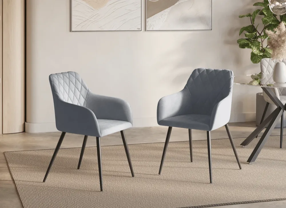 Set di 2 sedie con braccioli velluto grigio KANA SALEMUT