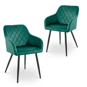 Set di 2 sedie con braccioli velluto KANA verde SALEMUT