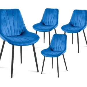 Set di 4 sedie di design velluto blu ELOVA SALEMUT