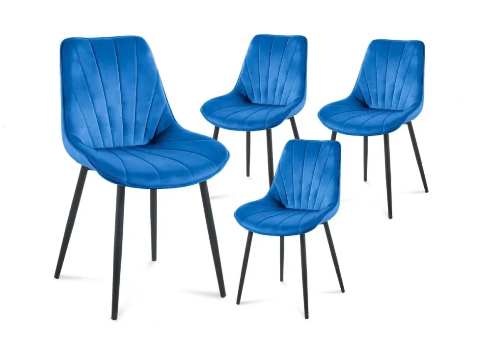 Set di 4 sedie di design velluto blu ELOVA SALEMUT