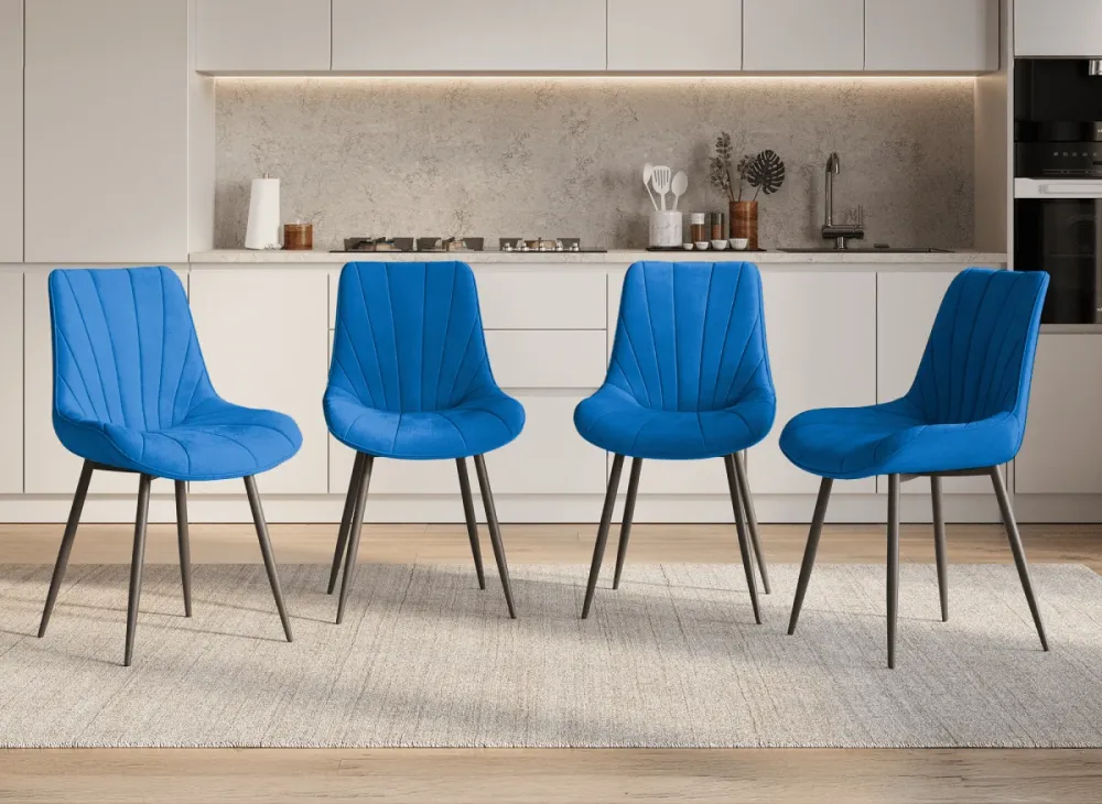 Set di 4 sedie di design velluto blu ELOVA SALEMUT