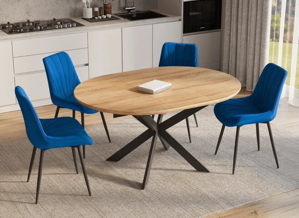 Set di 4 sedie di design velluto blu ELOVA SALEMUT