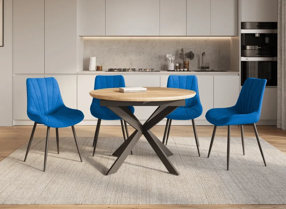 Set di 4 sedie di design velluto blu ELOVA SALEMUT