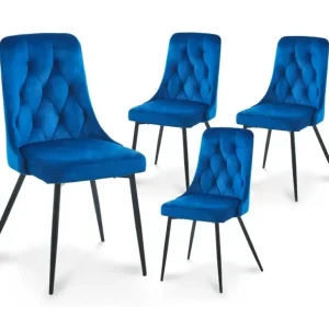 Set di 4 sedie di design velluto blu OLVEA SALEMUT