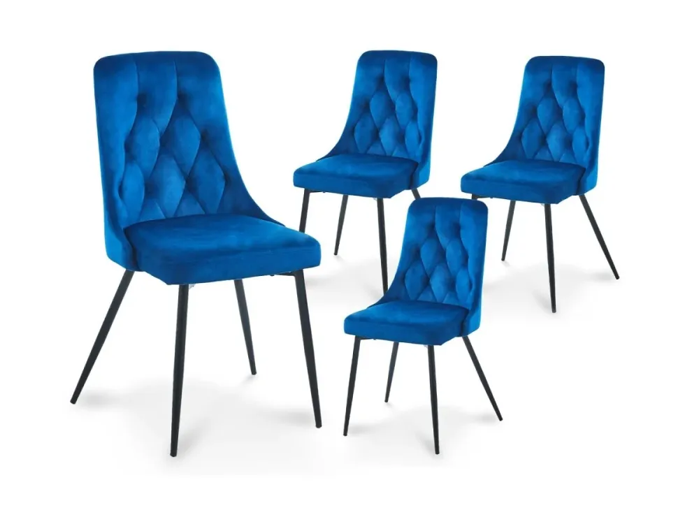 Set di 4 sedie di design velluto blu OLVEA SALEMUT
