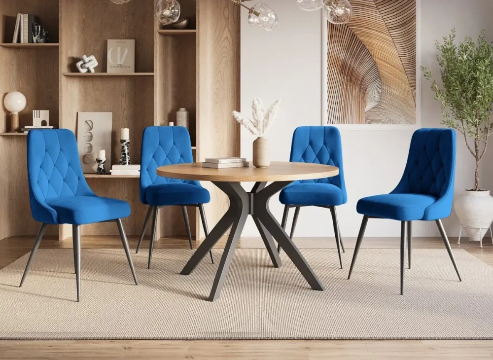 Set di 4 sedie di design velluto blu OLVEA SALEMUT