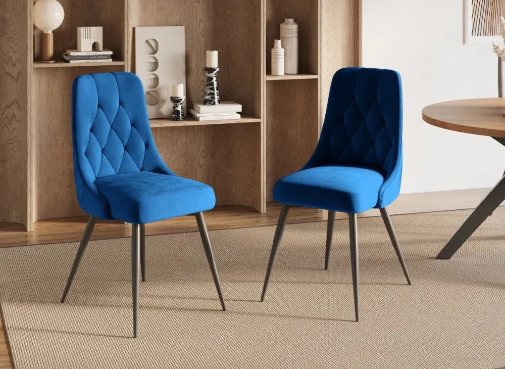 Set di 4 sedie di design velluto blu OLVEA SALEMUT