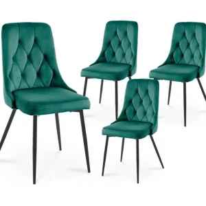 Set di 4 sedie di design velluto verde OLVEA SALEMUT