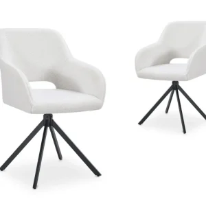 Set di 2 sedie girevoli di design tessuto French terry bianco ecrù CIEL SALEMUT