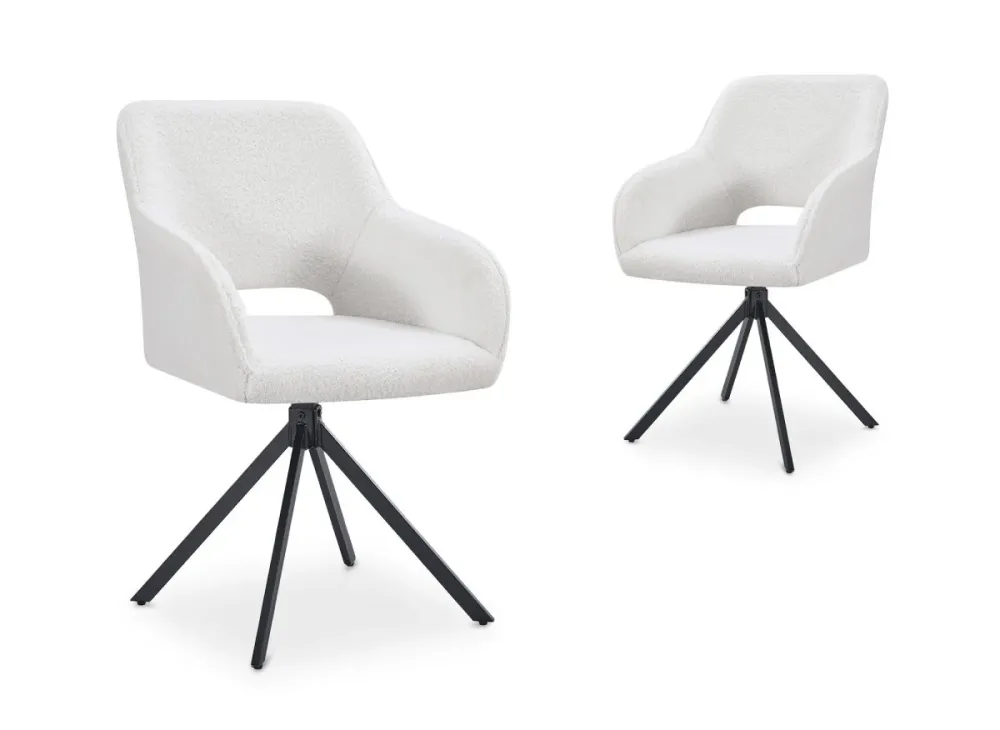 Set di 2 sedie girevoli di design tessuto French terry bianco ecrù CIEL SALEMUT
