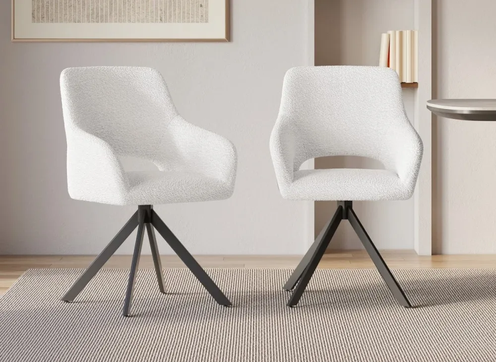 Set di 2 sedie girevoli di design tessuto French terry bianco ecrù CIEL SALEMUT