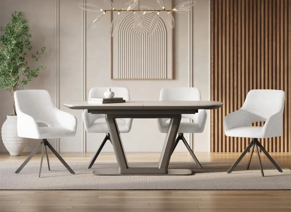 Set di 2 sedie girevoli di design tessuto French terry bianco ecrù CIEL SALEMUT