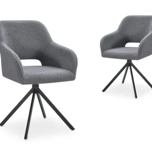 Set di 2 sedie girevoli di design tessuto spugna CIEL grigio SALEMUT