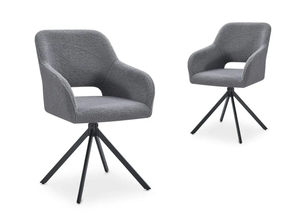 Set di 2 sedie girevoli di design tessuto spugna CIEL grigio SALEMUT