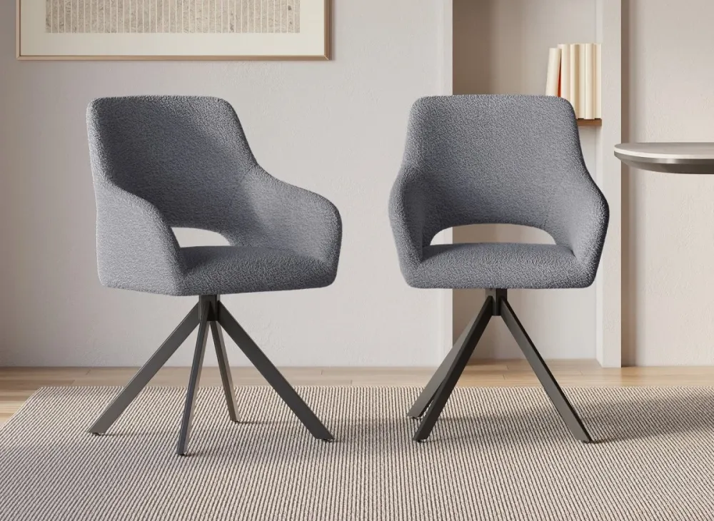 Set di 2 sedie girevoli di design tessuto spugna CIEL grigio SALEMUT