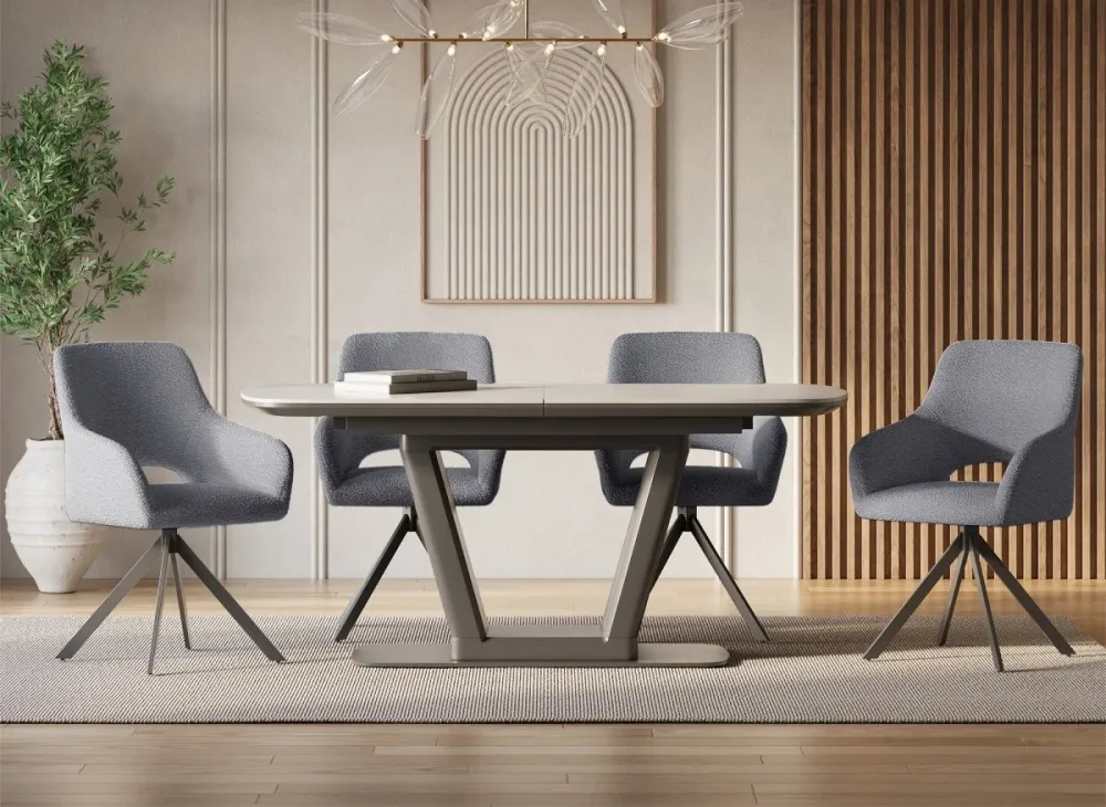 Set di 2 sedie girevoli di design tessuto spugna CIEL grigio SALEMUT
