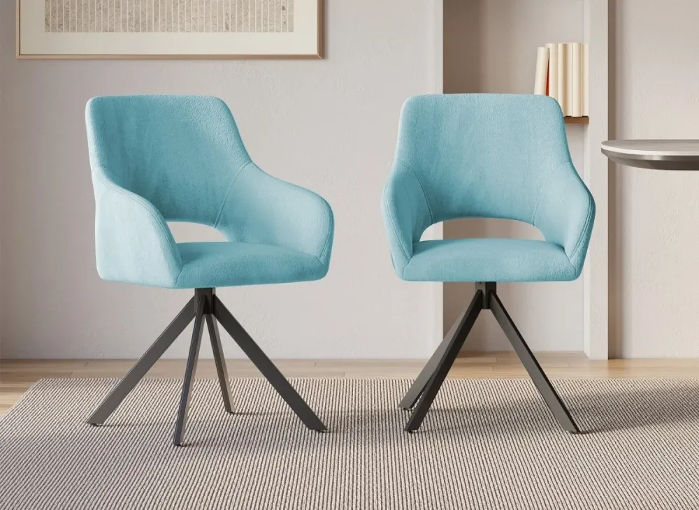 Set di 2 sedie girevoli di design velluto verde acqua CIEL SALEMUT