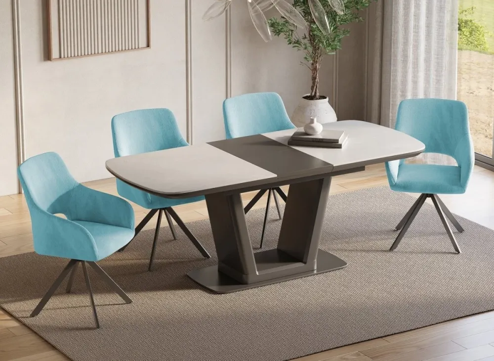 Set di 2 sedie girevoli di design velluto verde acqua CIEL SALEMUT