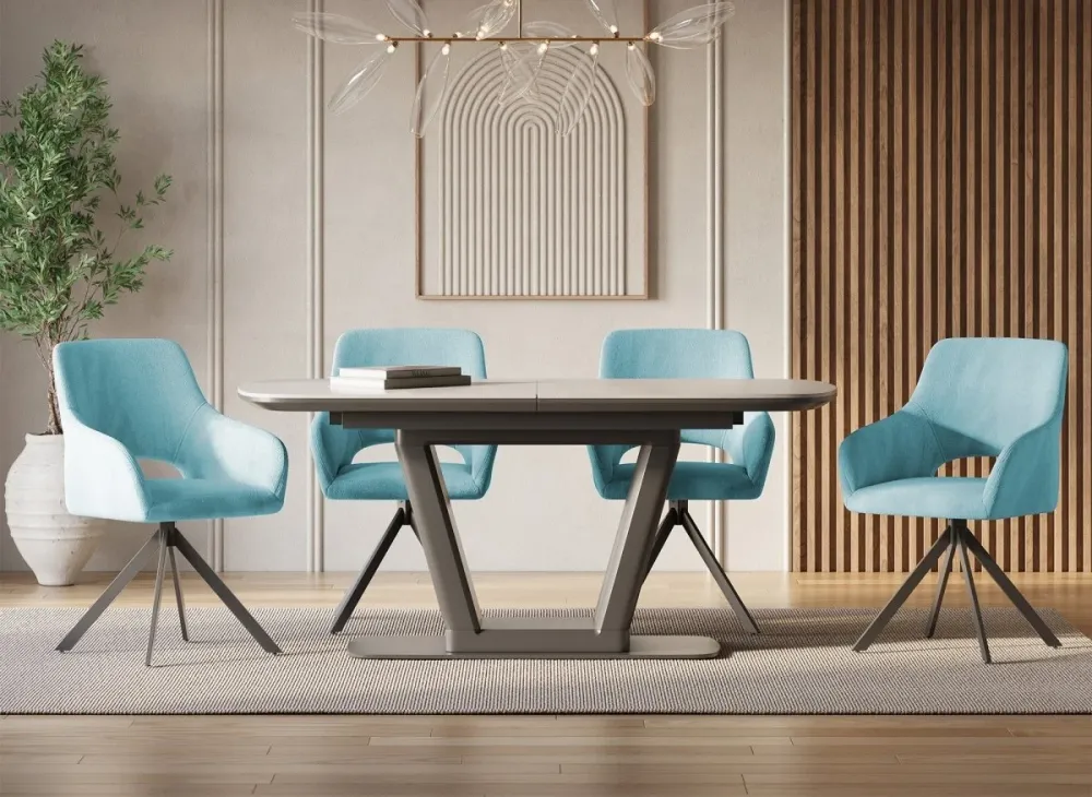 Set di 2 sedie girevoli di design velluto verde acqua CIEL SALEMUT