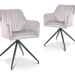 Set di 2 sedie velluto beige con gambe metallo nero RATUS SALEMUT