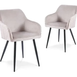 Set di 2 sedie velluto beige con gambe metallo nero DEVOR SALEMUT