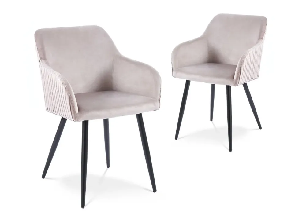 Set di 2 sedie velluto beige con gambe metallo nero DEVOR SALEMUT