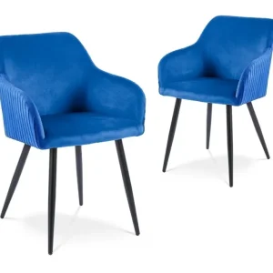 Set di 2 sedie velluto blu con gambe metallo nero DEVOR SALEMUT