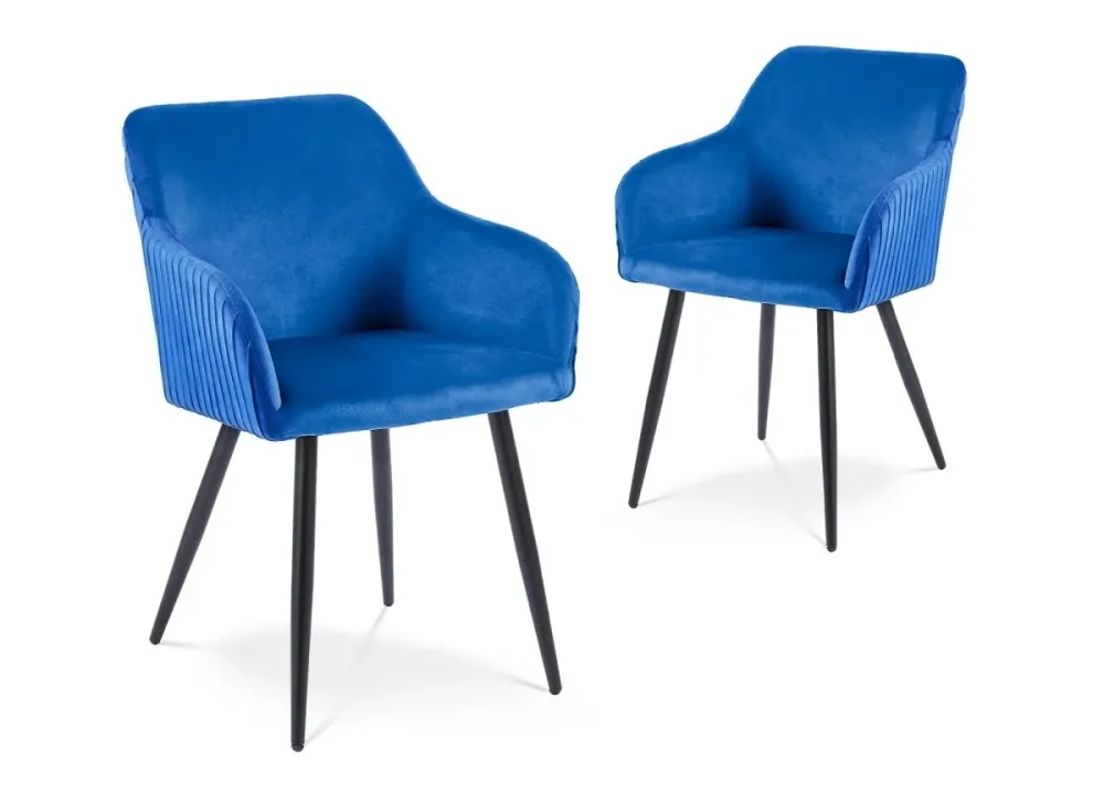 Set di 2 sedie velluto blu con gambe metallo nero DEVOR SALEMUT
