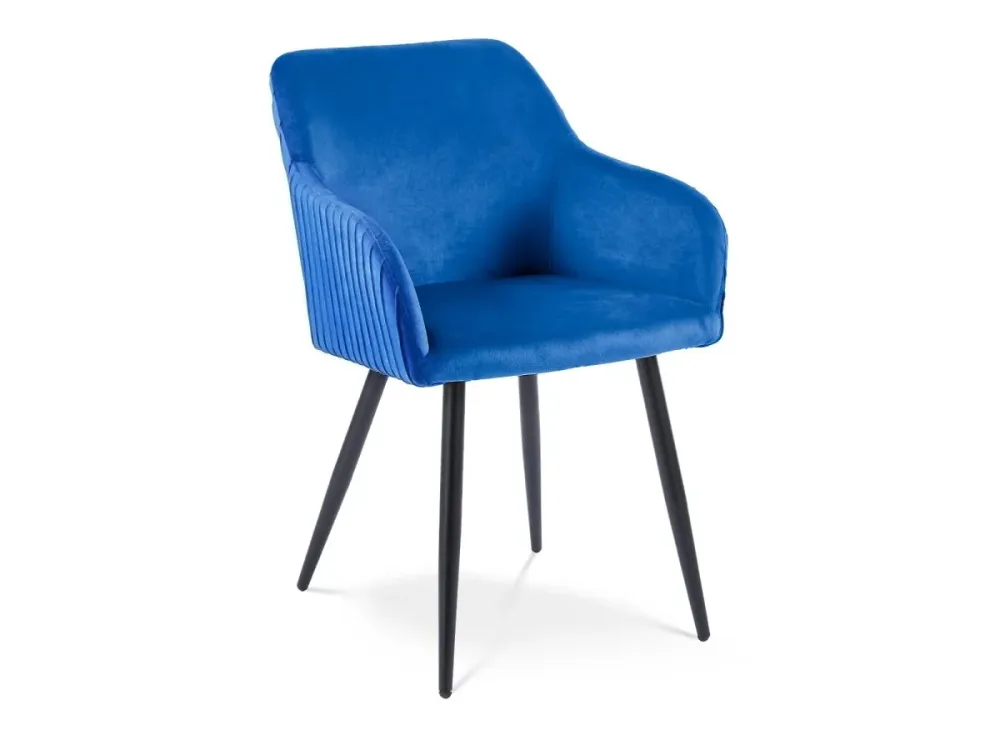 Set di 2 sedie velluto blu con gambe metallo nero DEVOR SALEMUT