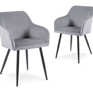 Set di 2 sedie velluto grigio con gambe metallo nero DEVOR SALEMUT