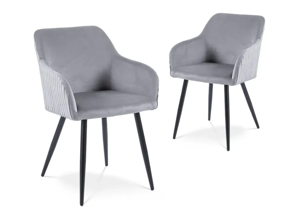 Set di 2 sedie velluto grigio con gambe metallo nero DEVOR SALEMUT
