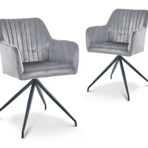 Set di 2 sedie velluto grigio con gambe metallo nero RATUS SALEMUT