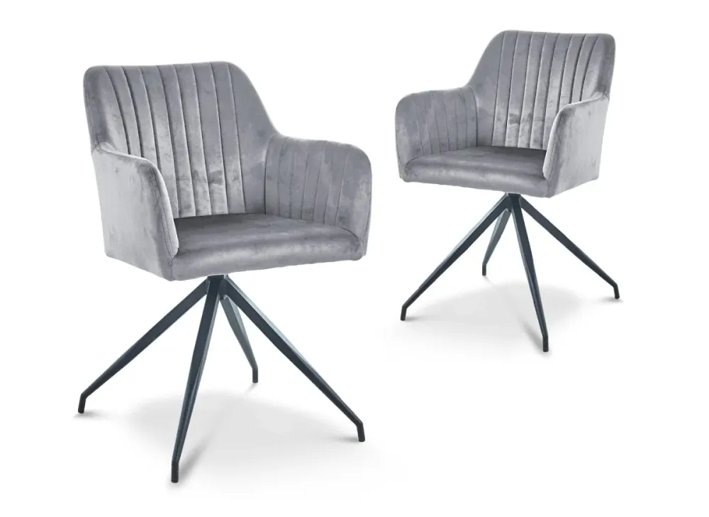 Set di 2 sedie velluto grigio con gambe metallo nero RATUS SALEMUT