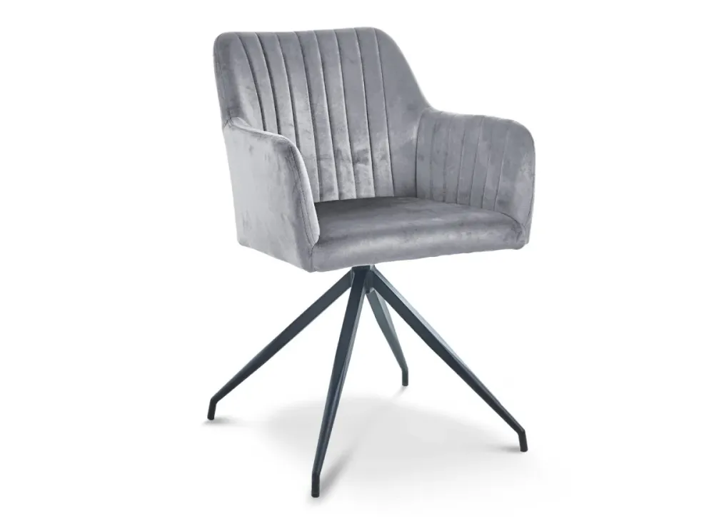Set di 2 sedie velluto grigio con gambe metallo nero RATUS SALEMUT